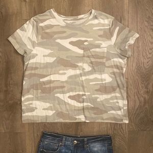Cropped Camo Tee w/ Pocket